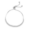 Rhodium Plated Square CZ Friendship Bolo Bracelet