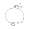 Rhodium Plated Adjustable Circle Hinge Charm Capable Bolo Bracelet